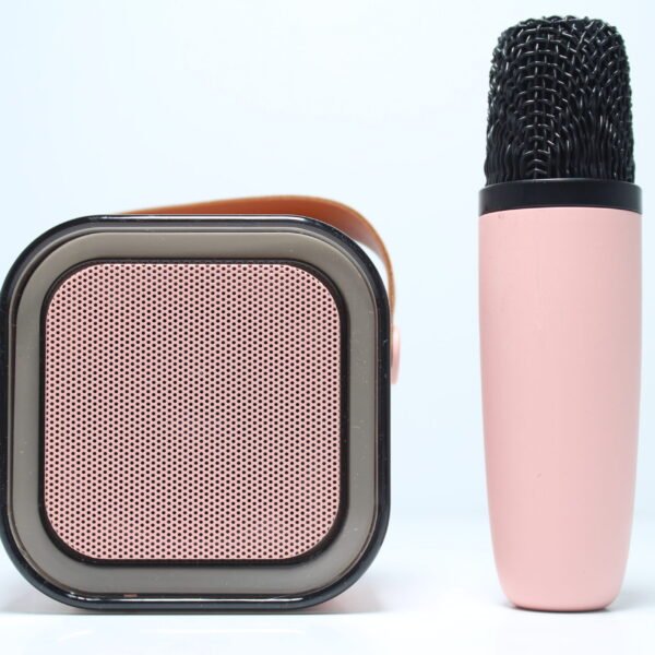 Mini Speaker With Karaoke Mic Bluetooth  (Pink)