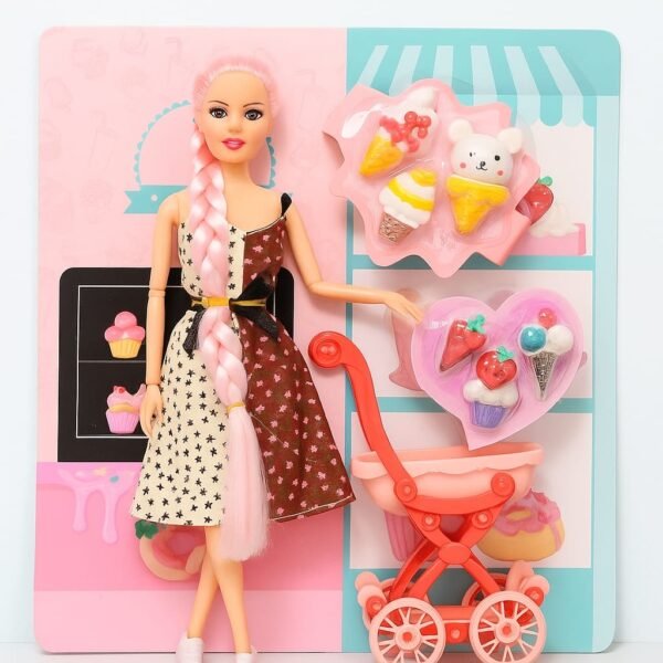 Doll Play Set with Ice-cream Trolley